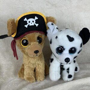 TY Beanie Boos Lot Of 2 Rowan  & Catcher Plush 6Dogs Stuffed Toys Big Eyes